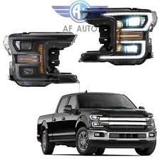 For 2018 2019 Ford F150 Headlights Full LED Switchback Black DRL Turn Signal