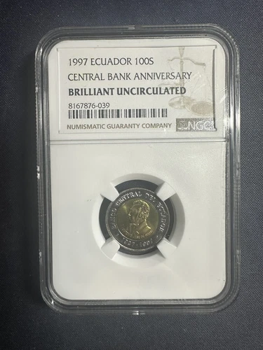 1997 Ecuador 100S Central Bank Anniversary NGC Brilliant Uncirculated