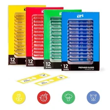 AMSCOPE-KIDS 48pc Plastic Prepared Microscope Slides of Animals Insects Plants