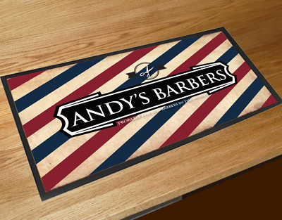 Artylicious Personalisierte Barbershop Theke Fußmatte Rot Blau