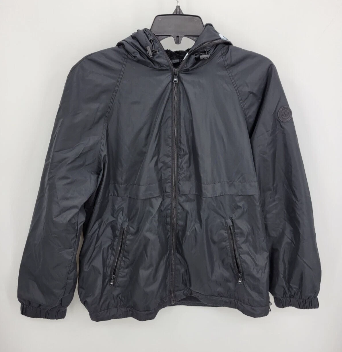 Michael Kors Coat Mens Medium Black Puffer Logo Spellout Hood Y2K 90s Outerwear