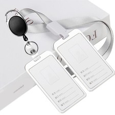 Metal Work Id Badge Holder, Retractable with Clip Lanyards  Silver 2pcs 