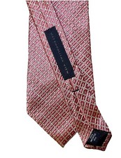 Metropolitan View Designer Tie Pastel Orange Gold Geometric Plaid Diamon Necktie