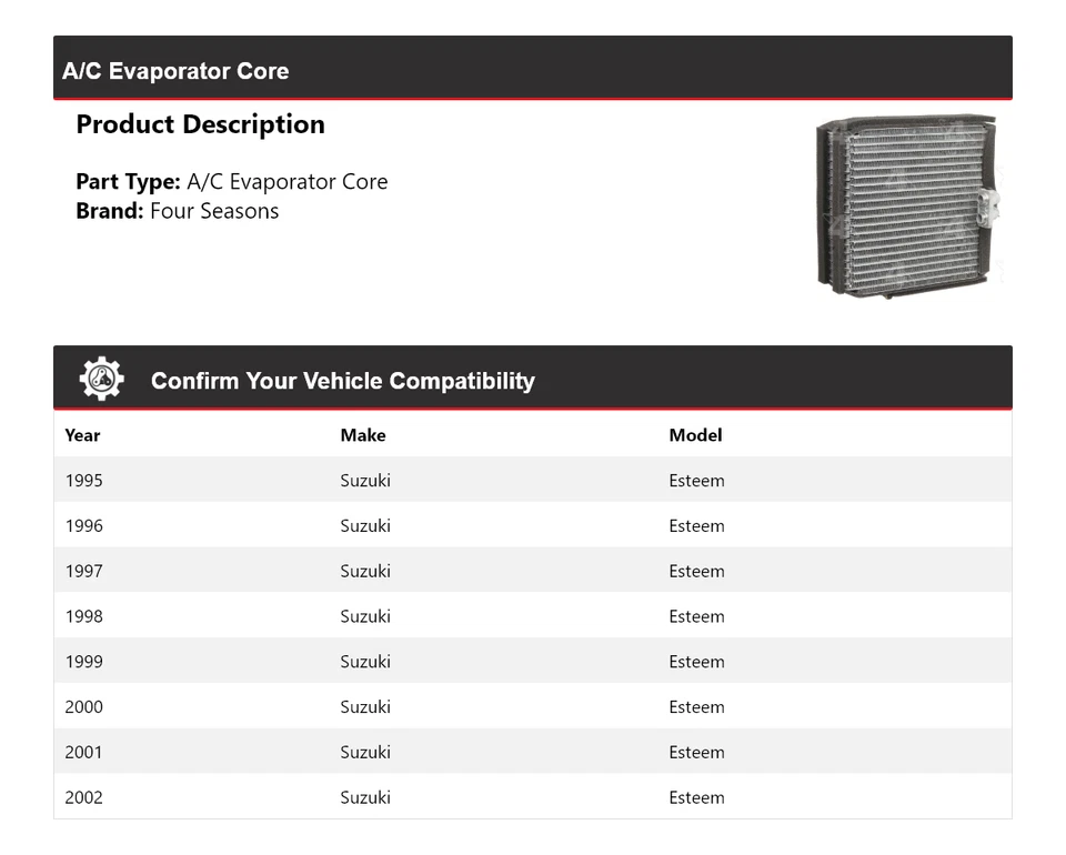 Para 1995-2002 Suzuki Esteem A/C evaporador núcleo 4 estações 1996 1997 1998 1999 - Imagem 2 de 4