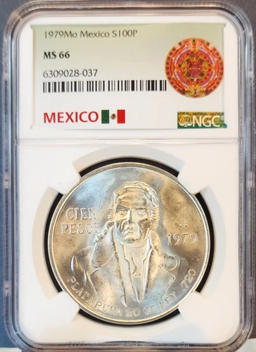 1979 MEXICO SILVER 100 PESOS S100P NGC MS 66 PQ FROSTY LUSTER GEM BU