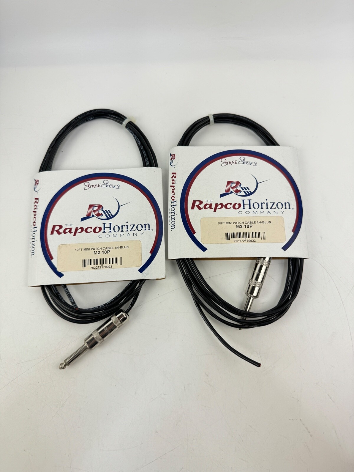 x(2) Rapco Horizon 10FT Mini Patch Cable 1/4-BLUN M2-10P