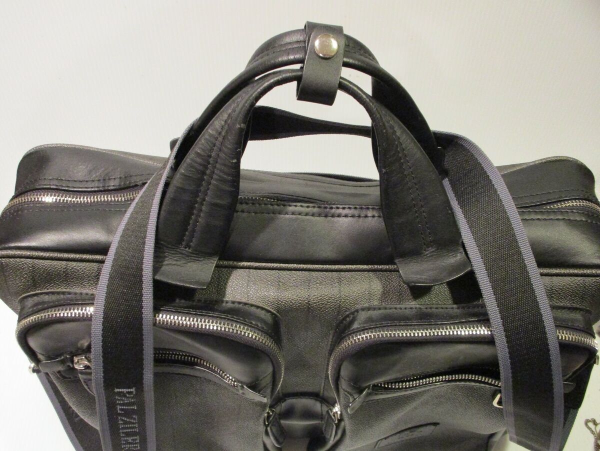 Pal Zileri Satchel-Style Bag, Multicompartment, Black/Gray Pal Zileri Satchel-Style Bag, Multicompartment, Black/Gray