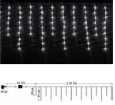 CSN 09578 WEIHNACHTSVORHANG MIT 180 WEISSEN LED-LEUCHTEN FÜR AUSSEN C/MOTOR