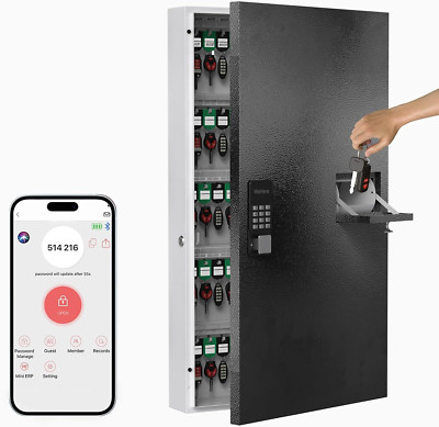 104 Keys Lock Box Wall Mount with Key Drop Slot, APP Bluetooth/Otp/Wi-Fi/Fixed C