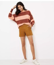 NWT LOFT Women's Washed Twill High Waisted Shorts - Bronze Brown - Size 6