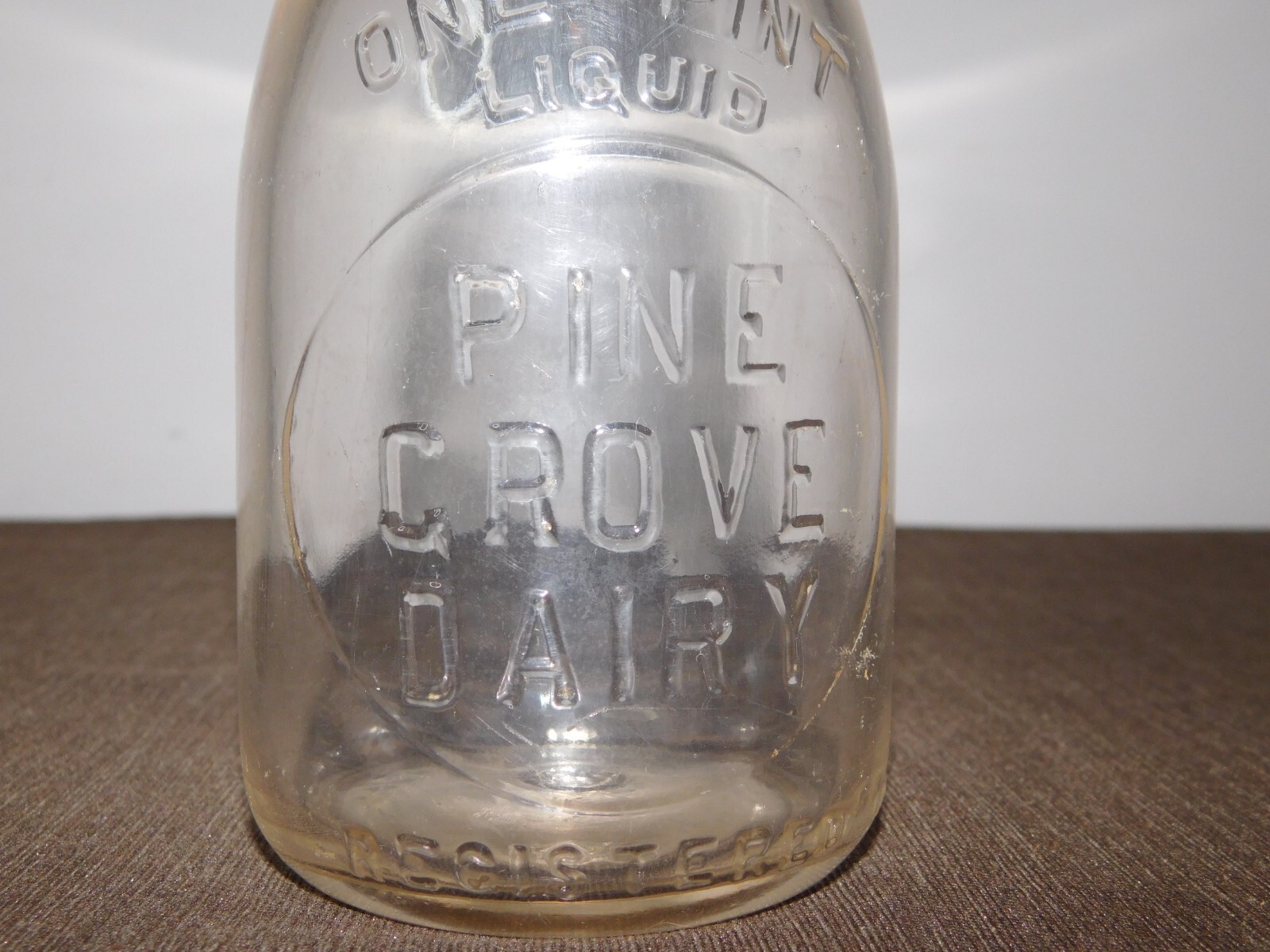 Vintage Pine Grove Dairy 1 Pint Glass Milk Bottle
