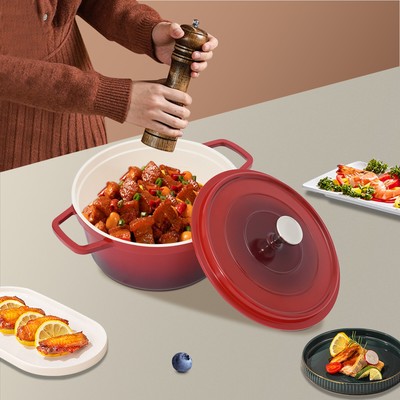 Red Stew Pot with Lid Ceramic Round Stew Pot Pot for Braising Stews Roasting