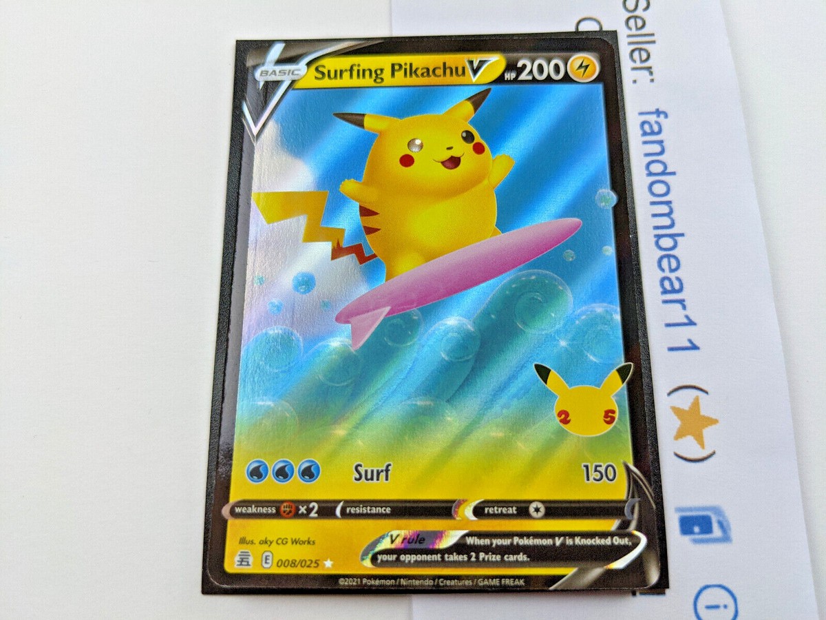 Surfing Pikachu V 008/025 25th Anniversary Celebrations Holo ULTRA