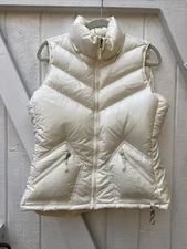 New $118 J.CREW  ivory down filled puffer vest womens large  full zip pockets