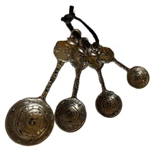 4 Pcs Lucky Frog Fat Toad Clover Pewter Measuring Spoons Teaspoon Tablespoon Set