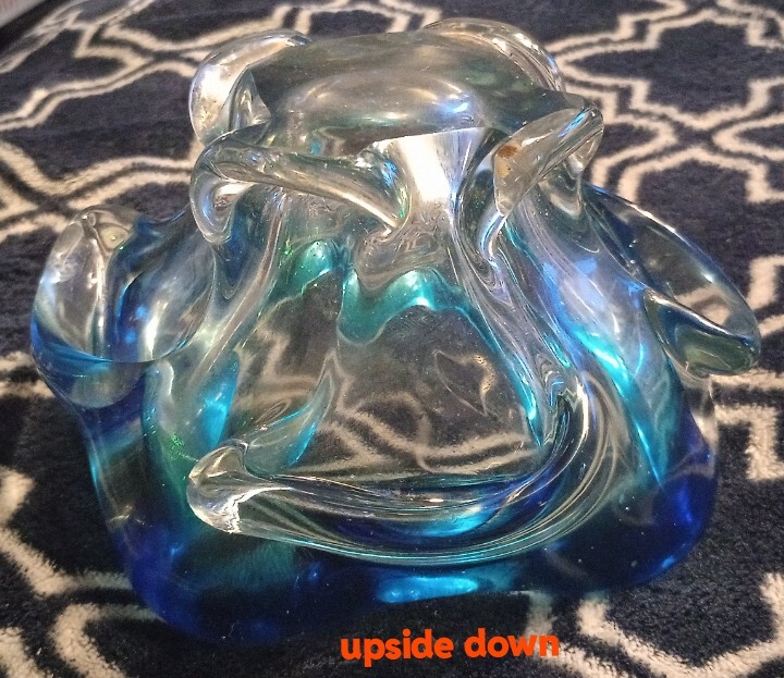 Mid Century Modern Venetian Aqua Blue And Clear Hand Blown Murano Art Glass 