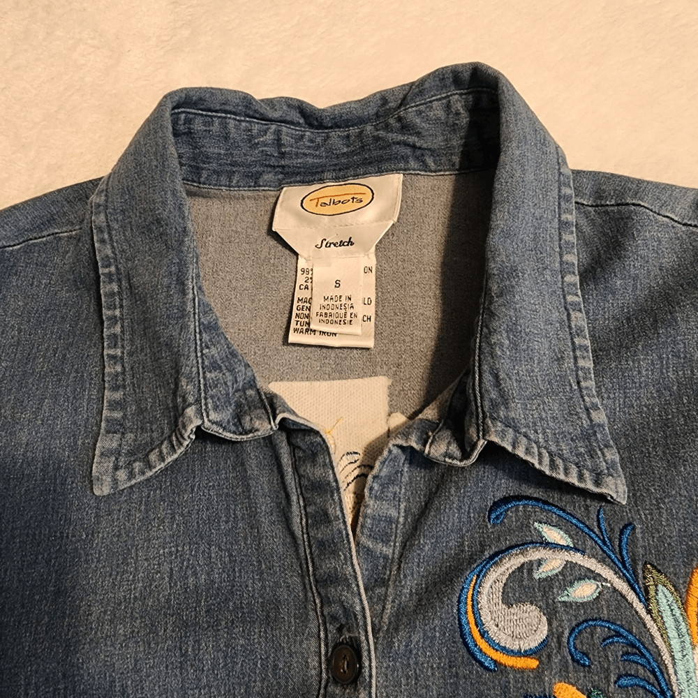 Talbots Stretch Womens Collared Button Front Long… - image 3