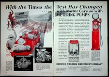 Service Station Equipment Company 2-Page Color Ad 1931 Metering Pumps Bennett