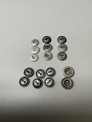 (17) Vintage Metal Round Two Hole Flat Buttons  B68