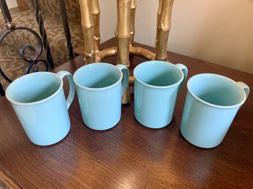 Vintage Set of 4 Corning Aqua Blue Turquoise Sea foam Green Coffee Tea Cups/Mugs