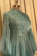 Modest Occasionwear dress, party, cocktail, gown, prom dress in light sage green