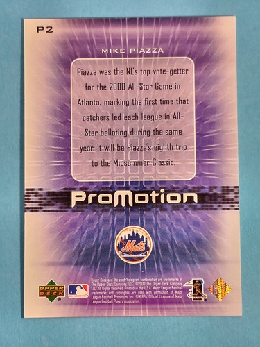 2000 Upper Deck Pros & Prospects ProMotion Mike Piazza New York Mets #P2 ⚾ - Picture 2 of 2