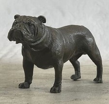 Statua Di Cane Bulldog Inglese In Bronzo Dipinto Miniatura Vintage Di 6 Pollici