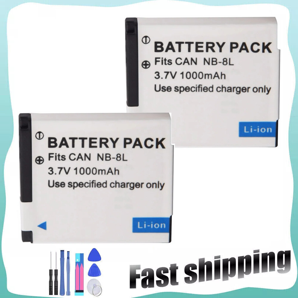 2x Battery for Canon NB-8L PowerShot A2200 A3000 A3100 A3200 A3300