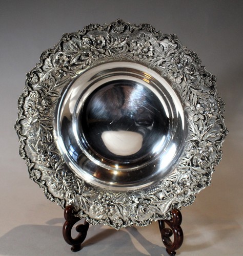 Kirk and Son Sterling Repousse Hand Chased Antique 9 3/4" Seving Bowl c. 1929