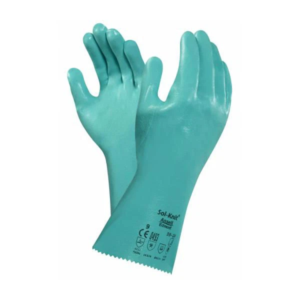 ANSELL SOL-KNIT 39-124 REUSABLE NITRILE CHEMICAL-RESISTANT GAUNTLETS SIZE 9 NEW