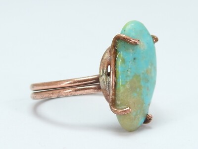 Turquoise Wire Wrapped Adjustable Copper Ring Raw Stone For Gift your valentine