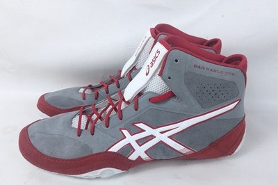 Asics Dan Gable EVO Wrestling Shoes - Aluminum/White/Red - Size 10-10.5