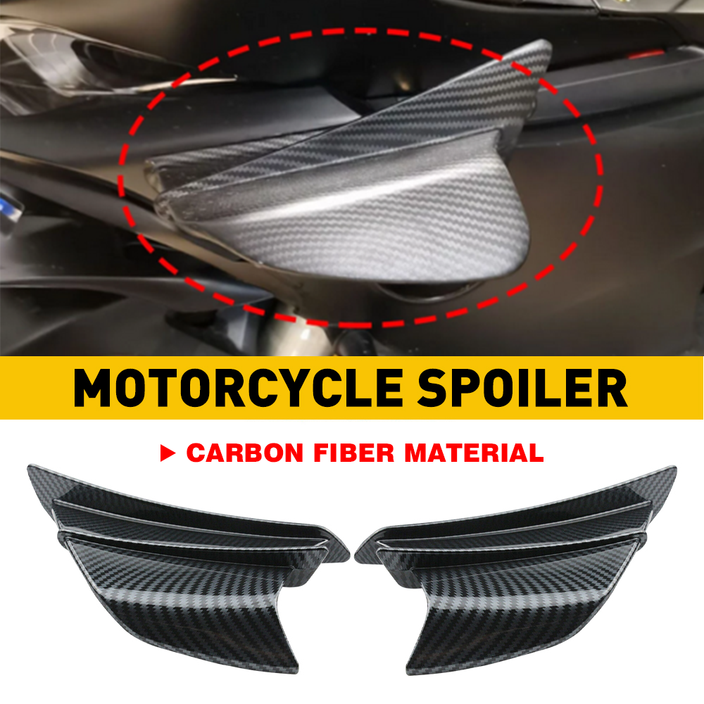 2PCS Carbon Fiber Motorcycle Spoiler Side Winglets Air Wing