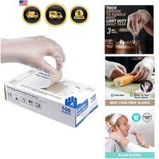 Disposable Gloves M, Food Safe  Latex-Free and Powder-Free Clear Vinyl Glove...