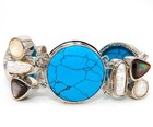 Natural Spider Web Turquoise & Pearl 925 Sterling Silver Tennis Bracelet SQ6 — photo 1