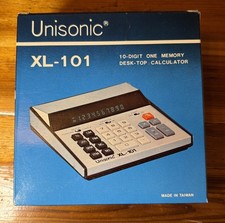Vtg 1970s Unisonic XL-101 Desktop Calculator VFD Display w/ Cover