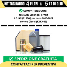 Tagliando per NISSAN Qashqai II Van 1.5 dCi 81 kw Diesel 2015-2024 - 5 Lt di ...