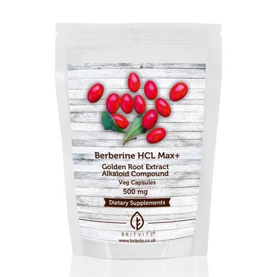 Berberin HCL Extrakt 500mg Äquivalent �� 20% Potenz x 500 vegane Kapseln BritVi