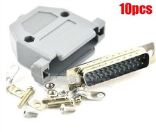 10Pcs Male Jack Plug Connector With Shell 25-Pin Serial Assembly Solder DB25 cx