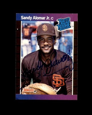 Sandy Alomar Jr Signed 1989 Donruss Rated Rookie San Diego Padres Autograph