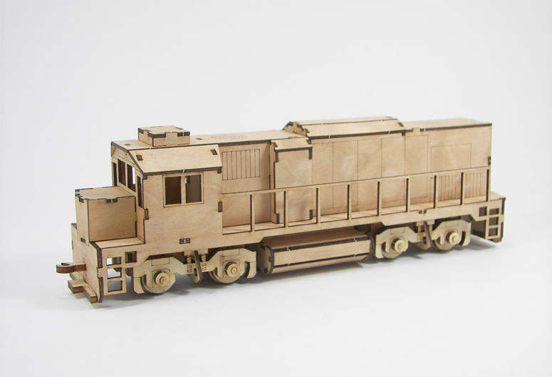 Youngmodeler Wood Model Kit Diesel Locomotive Train Engine DIY Craft Display Set