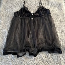 Adore Me Lingerie Womens Size XL Black Sheer Slip Unlined Wireless Floral Lace