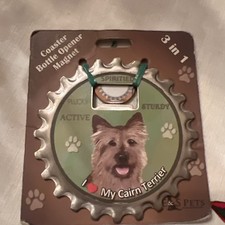 E S Pets Cairn Terrier 3 in 1 Coaster Bottle Opener Magnet Dog Lover New Decor