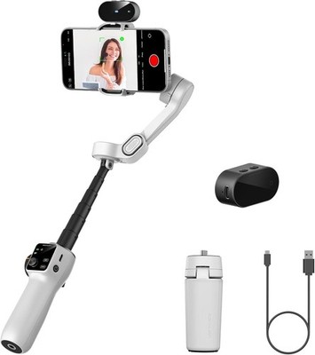 Seamless Video Gimbal Stabilizer with AI Tracking & 7 Hour Battery - White