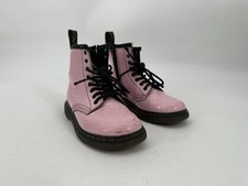 Dr Marten's 1460 T Combat Boots Pink Patent Leather Side Zip Kids Size 10
