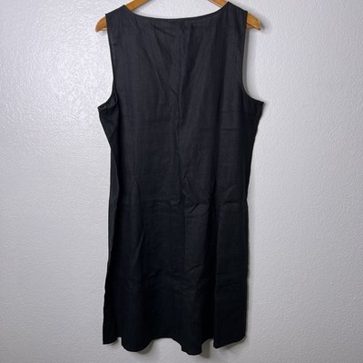J Jill Love Linen Black Sleeveless Knee Length Dress V-Neck Women's Size  Large | eBay