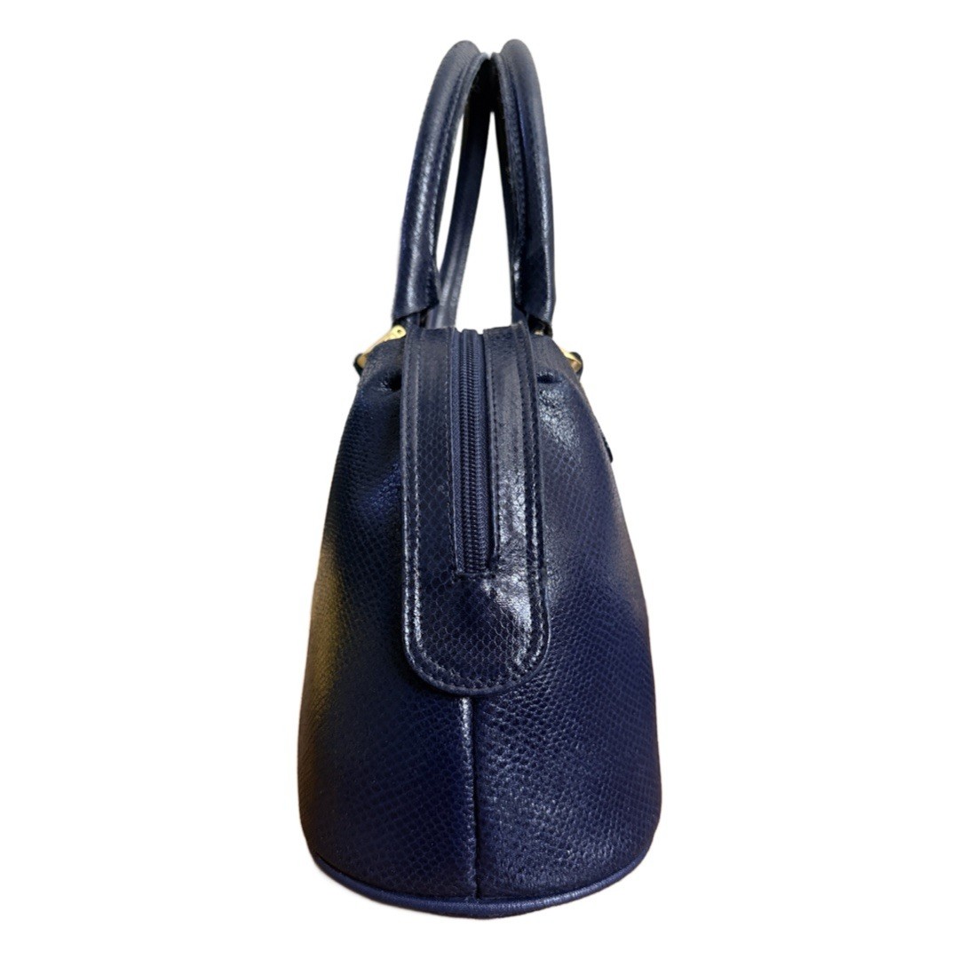 Valentino Navy Blue Python Leather Top Handle Bag - image 4