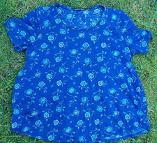Gudrun Sjöden Shirt - Gr L - Blau - Geblümt - Öko Baumwolle