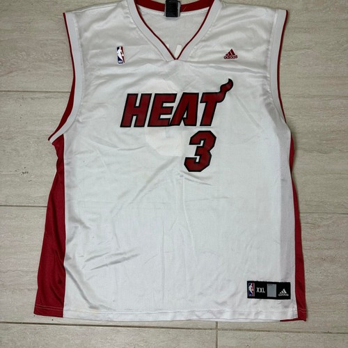 Vintage Miami Heat White Authentic Dwayne Wade #3 Adidas NBA Jersey Size XXL
