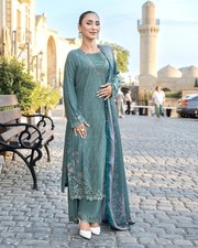 3PC Linen Embroidered Pakistani Suit for Women  Ready to Wear  Shawl  Trouser